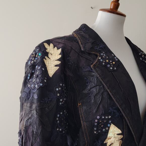 Place Vendome Vintage Demin Patchwork Art to Wear Jacket - Picture 6 of 12